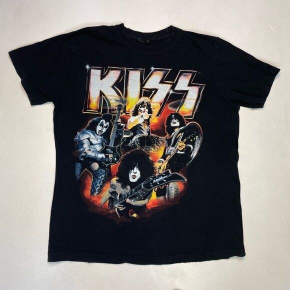 Kiss Graphic T-shirt Men Large Black Short Sleeve Music - Picture 1 of 6